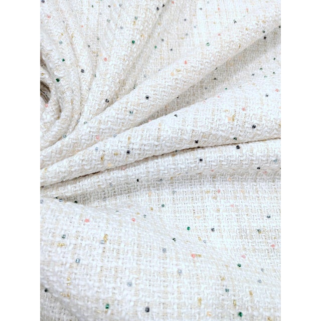 Late 20th Century Vintage Hollywood Regency Voyage Maison Glass Bead Embellished "Sprinkle" Boucle Tweed Fabric- 7 Yards For Sale - Image 5 of 7