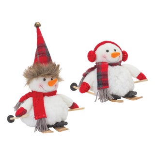 Plush Winter Sport Snowman Shelf Sitter (Set of 2) For Sale