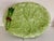 An Italian majolica cabbage leaf platter adorned with an asparagus bunch tied in a red ribbon on the side. Very detailed...