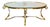 Vintage Jansen Style Neoclassical Oval Brushed Steel & Brass Glass Top Coffee Cocktail Table For Sale