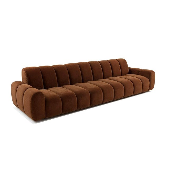 Contemporary Temple Sofa in Brown Velvet by Moanne For Sale - Image 3 of 6