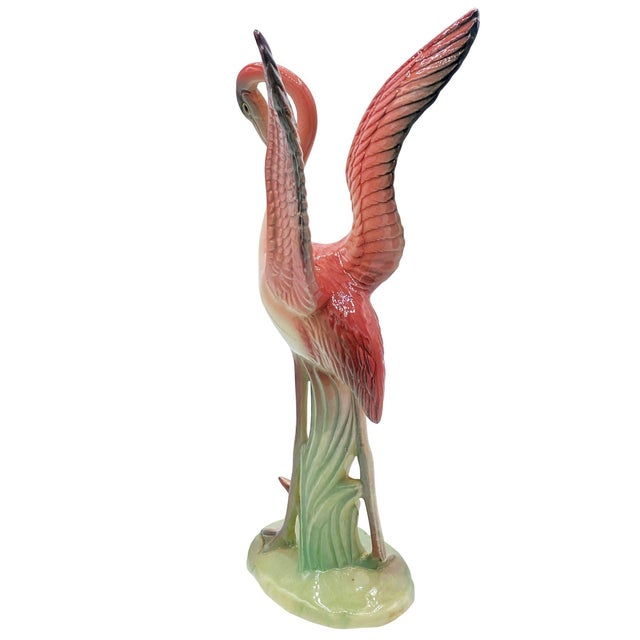 Ceramic 1950s Mid Century Modern Lookers Pink Flamingo Ceramic Tabletop Scultpure Set by Brad Keeler, 2 Pieces For Sale - Image 7 of 17
