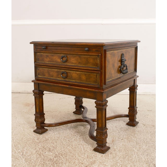 Age: Approx: 15 Years Old Details: Factory Distressed Bronze Finish Quality Construction Pull Out Slide On Top Greek Key...