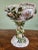 Stunning pedestal porcelain fruit bowl from Germany, featuring reticulation, gold trim, as well as raised flowers and...