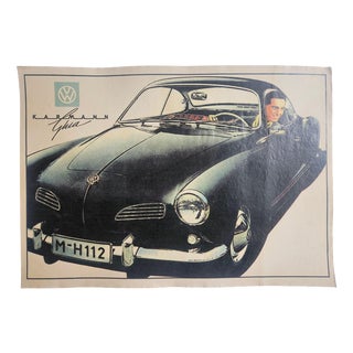 Art Deco Volkswagen Karmann Automobile Advertising Poster, 1930s For Sale