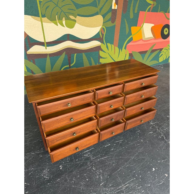 Mid-Century Modern Mid Century Willett Solid Cherrywood 12 Drawer Dresser For Sale - Image 3 of 12