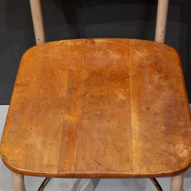 Mid-Century Schoolhouse Maple Desk/Dining Chairs c.1950 For Sale - Image 11 of 12