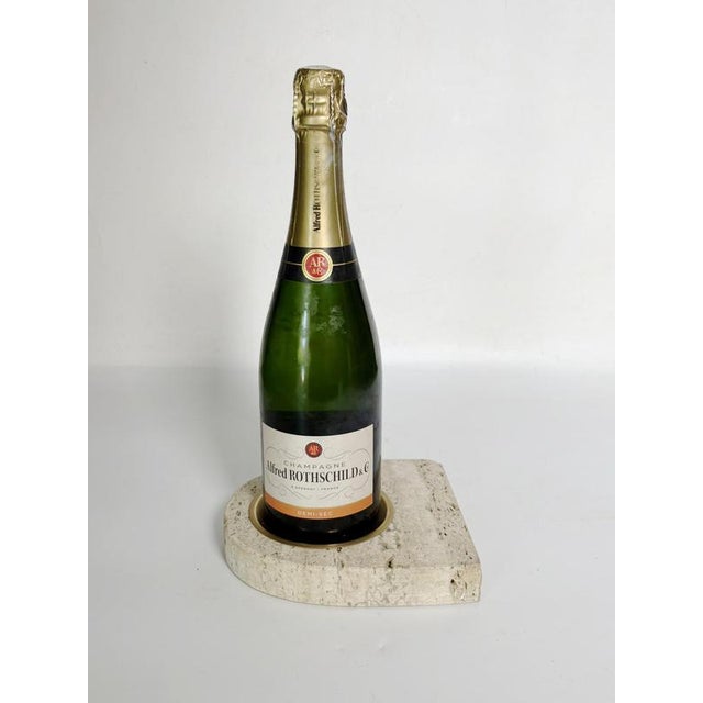 Travertine and Brass Ashtray, France, 1960s For Sale - Image 3 of 14