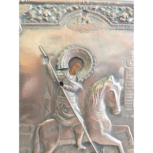 Icon of Saint George Slaying the Dragon, 1890, 19th Century, Painting on Panel For Sale - Image 6 of 11
