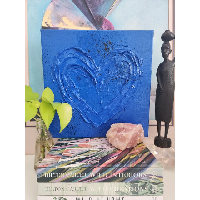 Paint Blue & Black Abstract Heart Painting For Sale - Image 7 of 10