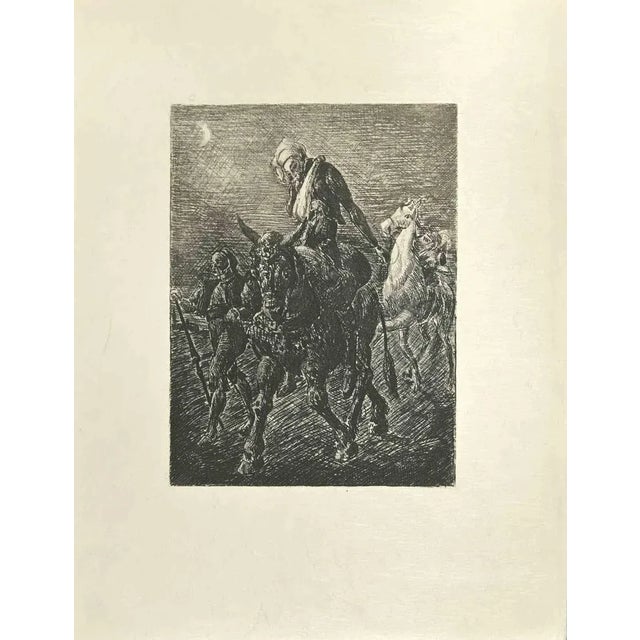 Don Quixote is an etching and drypoint print on ivory-colored Japanese paper, realized by Wladyslaw Jahl in 1951. It...