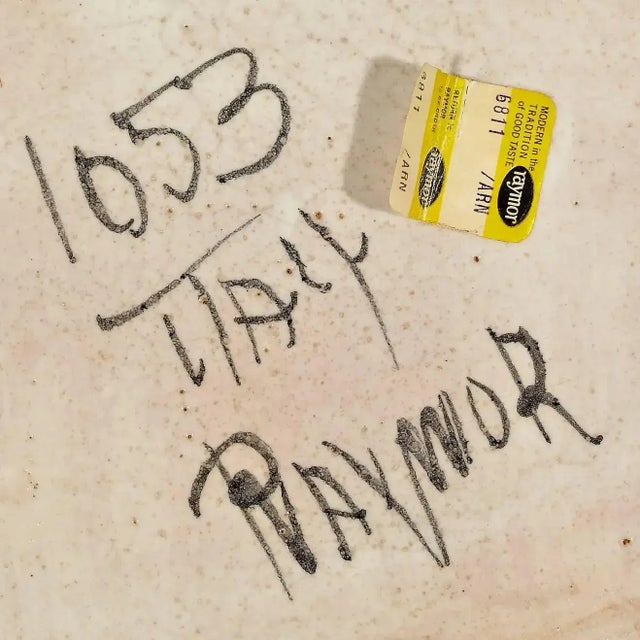 Vintage 1960s ceramic hand-painted square ashtray by Raymor of Italy. Marked.