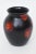 Poole Pottery Vintage English Ceramic vase with black background and abstract red orange blobs. Marked with a dolphin...