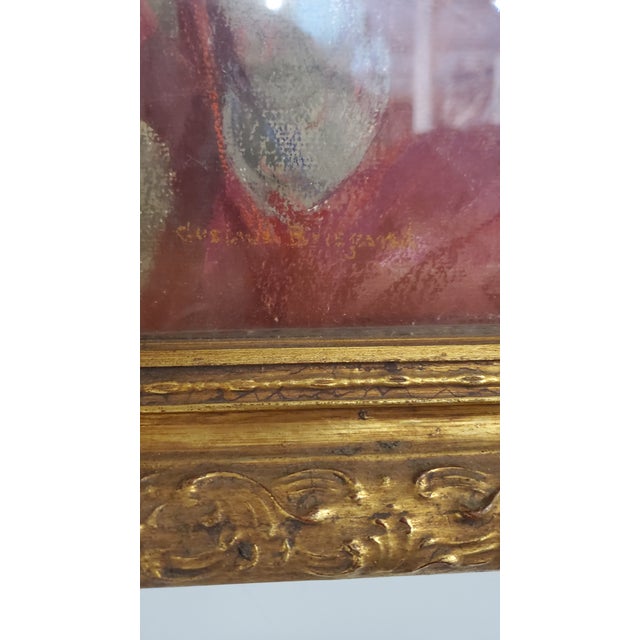 Early 20th Century Original Pastel Portrait of a Young Woman -Orientalist Beauty by G. Brisgand in Gilt Frame For Sale - Image 12 of 12