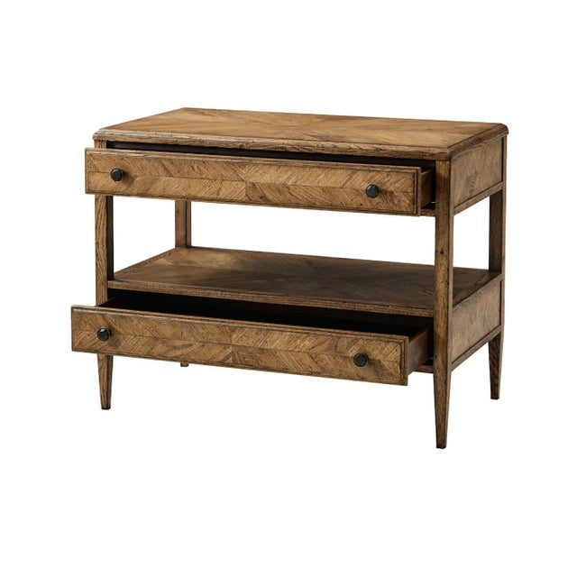 French Provincial Pair of Rustic Oak Bedside Tables For Sale - Image 3 of 7