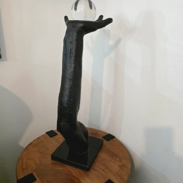 1990s Arm & Hand Sculpture Male Anatomic Statue Black Iron Postmodern Metal Art 27" For Sale - Image 13 of 17