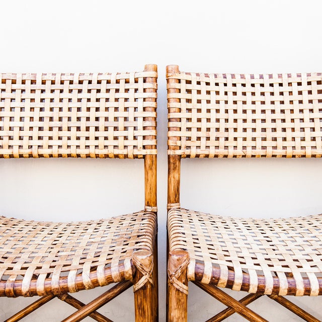 Wood Vintage McGuire Antalya Dining Chairs in Bamboo & Laced Rawhide For Sale - Image 7 of 18