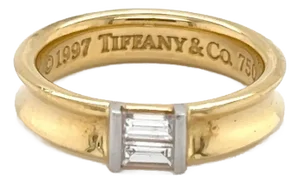 Tiffany & Co. Channel Set Baguette Diamond 18k Yellow Gold Ring - Size 6