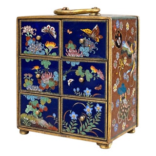 Japanese Cloisonne Enamel Rare Six Drawer Jewelry Chest, Attributed to Inaba For Sale