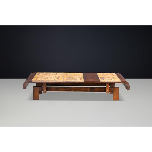 Garrigue Ceramic and Bent Beechwood Coffee Table by Roger Capron, France, 1960s For Sale - Image 11 of 18