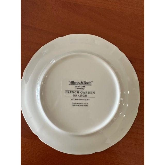 Pistachio 1990s Villeroy and Boch “French Garden Orange” Bread and Breakfast Plates- Set of 7 For Sale - Image 8 of 8