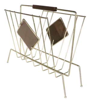 Mid 20th Century Brass Plated Record Magazine Rack