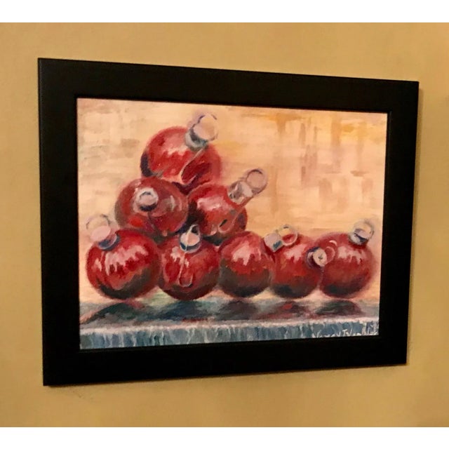 Red Fountain Balls, New York City, Original Oil Painting, Holiday Art For Sale - Image 4 of 13