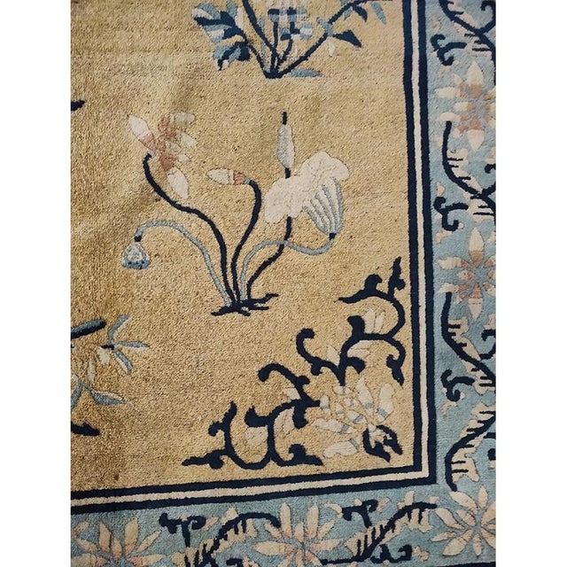 Peking 1900s Wool Chinese Hand Knotted Pile Floral Medallion Antique Rug, Country of Origin: China, Circa Date: 1900s....
