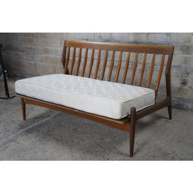 Mid 20th Century Mid 20th Century Ib Kofod Larsen Selig Danish Mid Century Modern Walnut Settee Sofa Loveseats- Set of 2 For Sale - Image 5 of 12