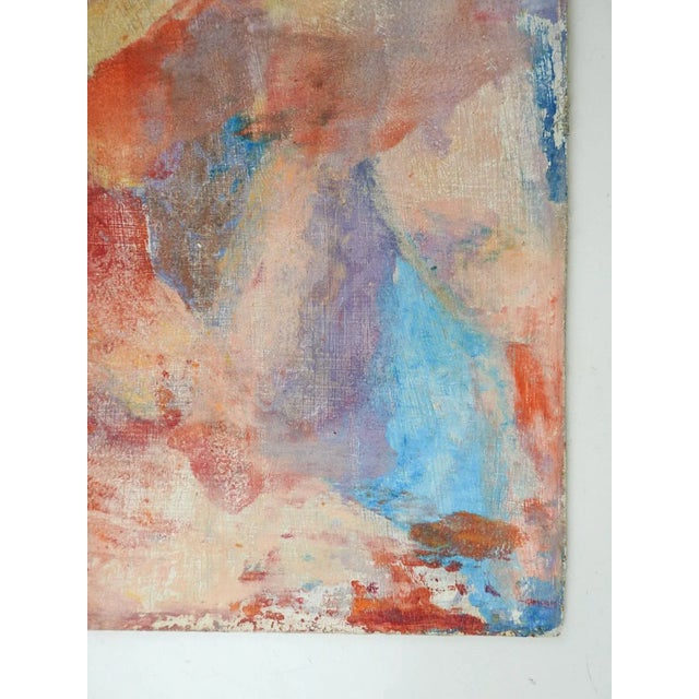 Vintage Late 20th Century Abstract Woman in Red Gown Portrait Painting For Sale - Image 4 of 7