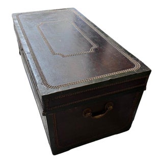 Georgian Mahogany Studwork Box with Metal Banding For Sale