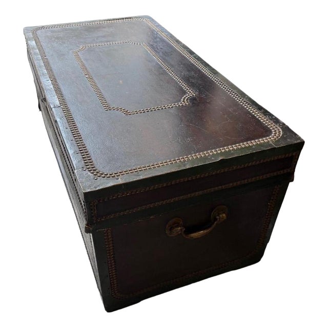 Georgian Mahogany Studwork Box with Metal Banding For Sale