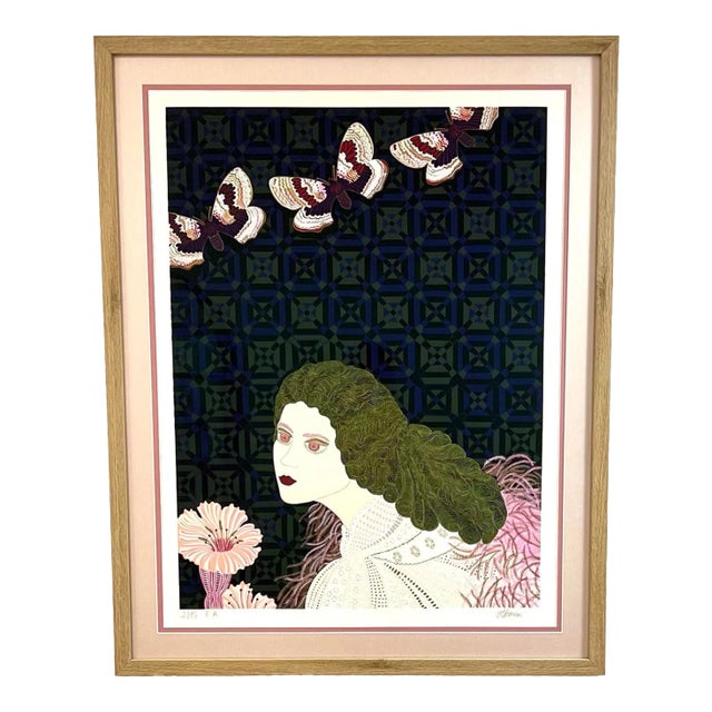 Danièle Akmen Signed Serigraph “Woman With Flower” For Sale