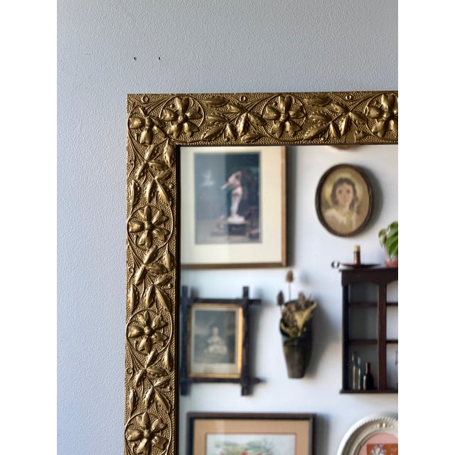 French Country Vintage Floral Giltwood Wall Mirror, C. 1925–1945 For Sale - Image 3 of 8