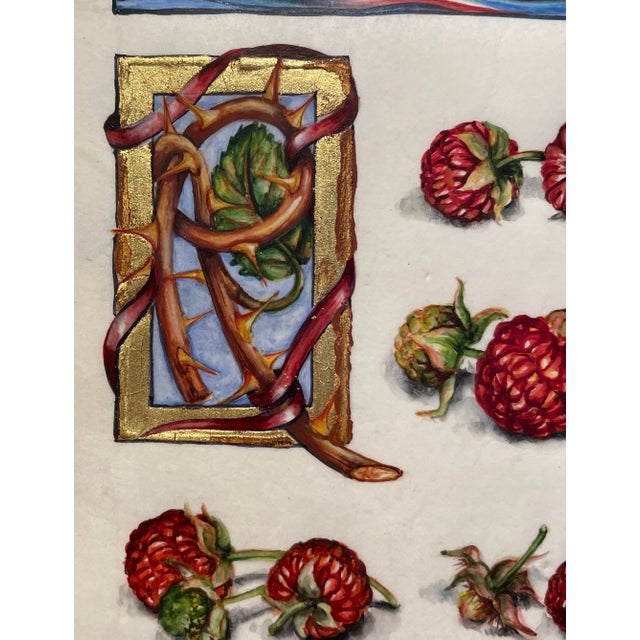 2003 Cathy Weber Raspberry Object Poem Painting Framed For Sale - Image 4 of 7