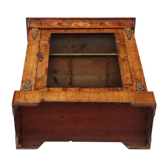 Brown Antique Inlaid Burr Walnut Pier Display Cabinet, 1880s For Sale - Image 8 of 10