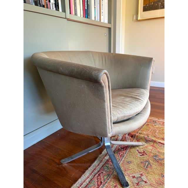 Mid-Century Modern Champagne Swivel Barrel Lounge Chairs - A Pair For Sale - Image 11 of 11