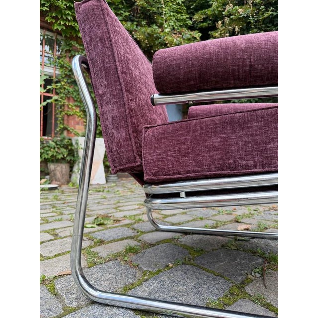 Halina Armchair in Purple Upholstered and Chrome Finish by Hellerau For Sale - Image 10 of 11