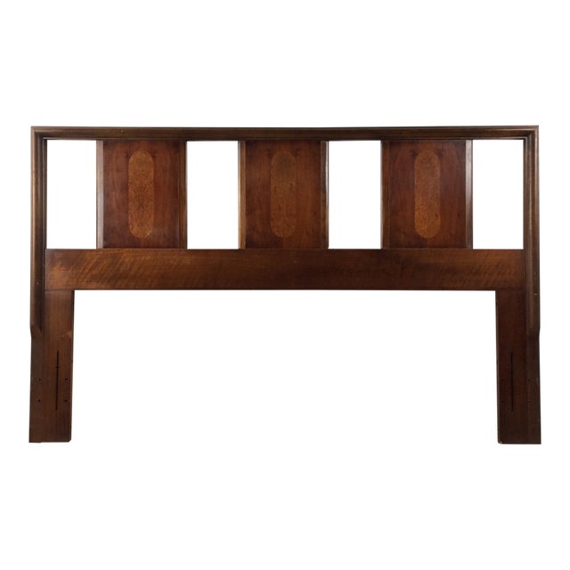 Mid Century Modern Full Size Headboard With Burl Inlay For Sale