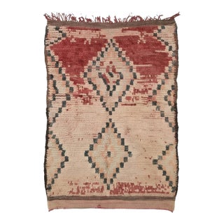Handwoven Wool Moroccan Rug - 4.6 X 2.9 Ft For Sale