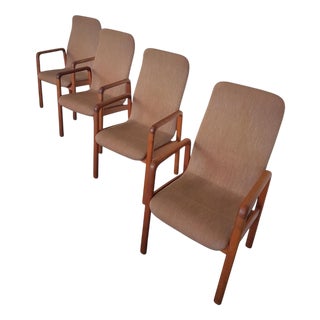 Teak & Fabric Dining Chairs from Dyrlund, 1960s, Set of 4 For Sale