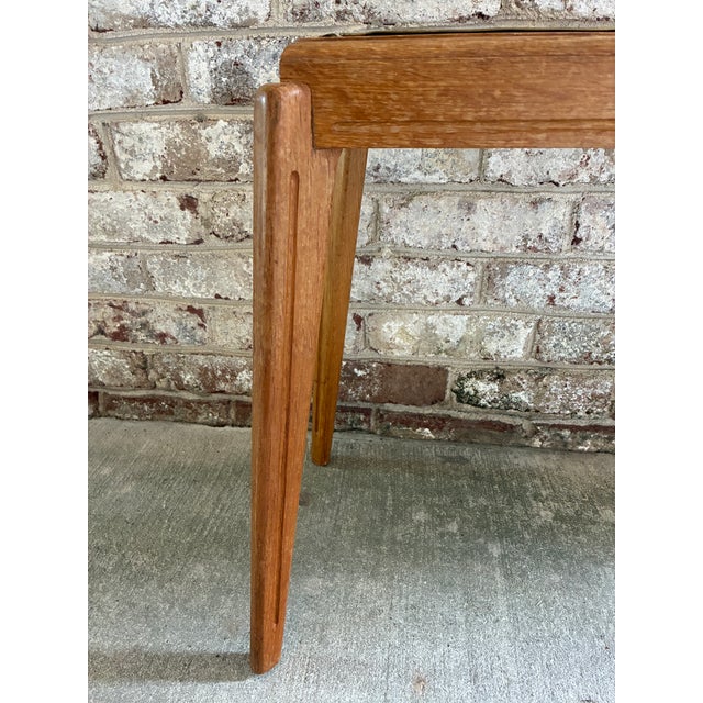 Vintage Brass & Wood Rectangular Side Table For Sale - Image 11 of 12