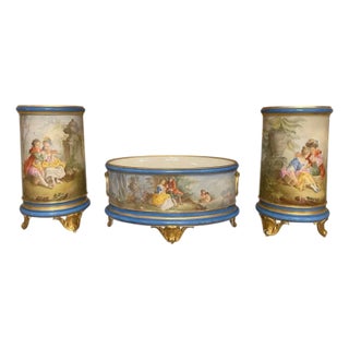 Set of Three Late 19th Century Sèvres Style Porcelain Vases For Sale