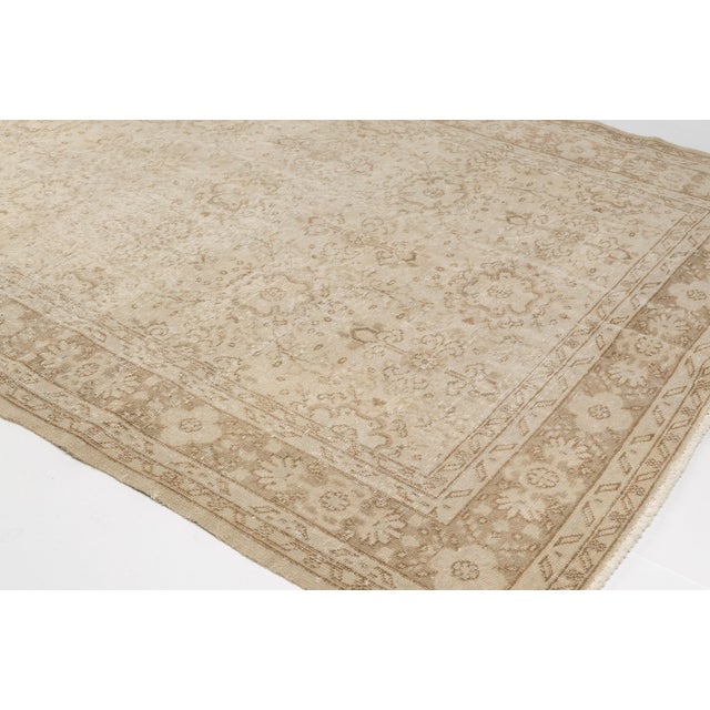 Beige Vintage Anatolian Wool Carpet For Sale - Image 9 of 10