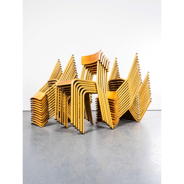 Vintage French Mustard Stella Stacking Dining Chairs, 1950s, Set of 4 For Sale - Image 9 of 12