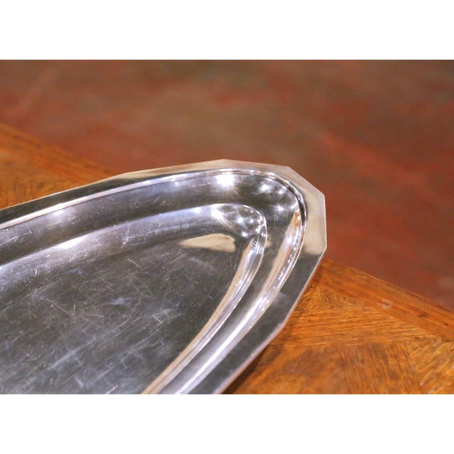 French Mid-Century French Silvered Bronze Serving Platter for Fish, Fruit or Crudités For Sale - Image 3 of 7