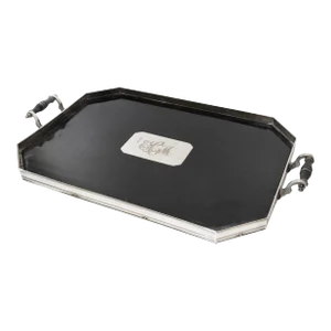 Early 20th Century Art Deco Style Silverplate and Black Lacquer Tray by Elkington & Co.