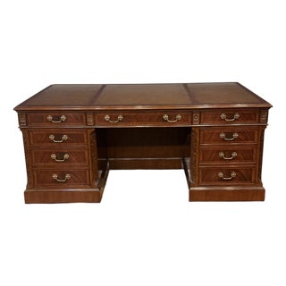 Traditional 72” Mahogany Executive Desk by Leighton Hall - Showroom Sample For Sale