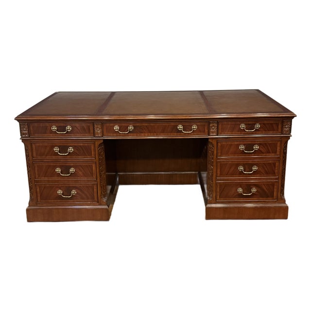 Traditional 72” Mahogany Executive Desk by Leighton Hall - Showroom Sample For Sale