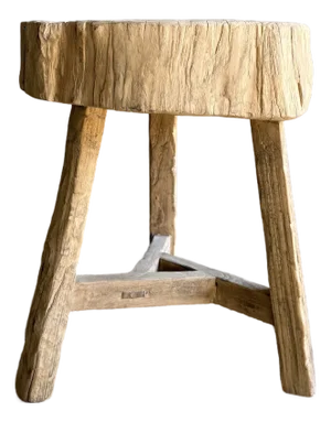 Vintage Elm Wood Chop Block Table #L03